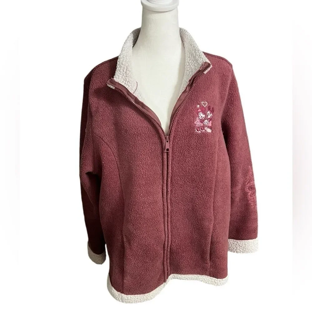 Disney Disneyland 1x Minnie and Mickey zipper jacket pink white Valentine’s Day - Picture 4 of 13